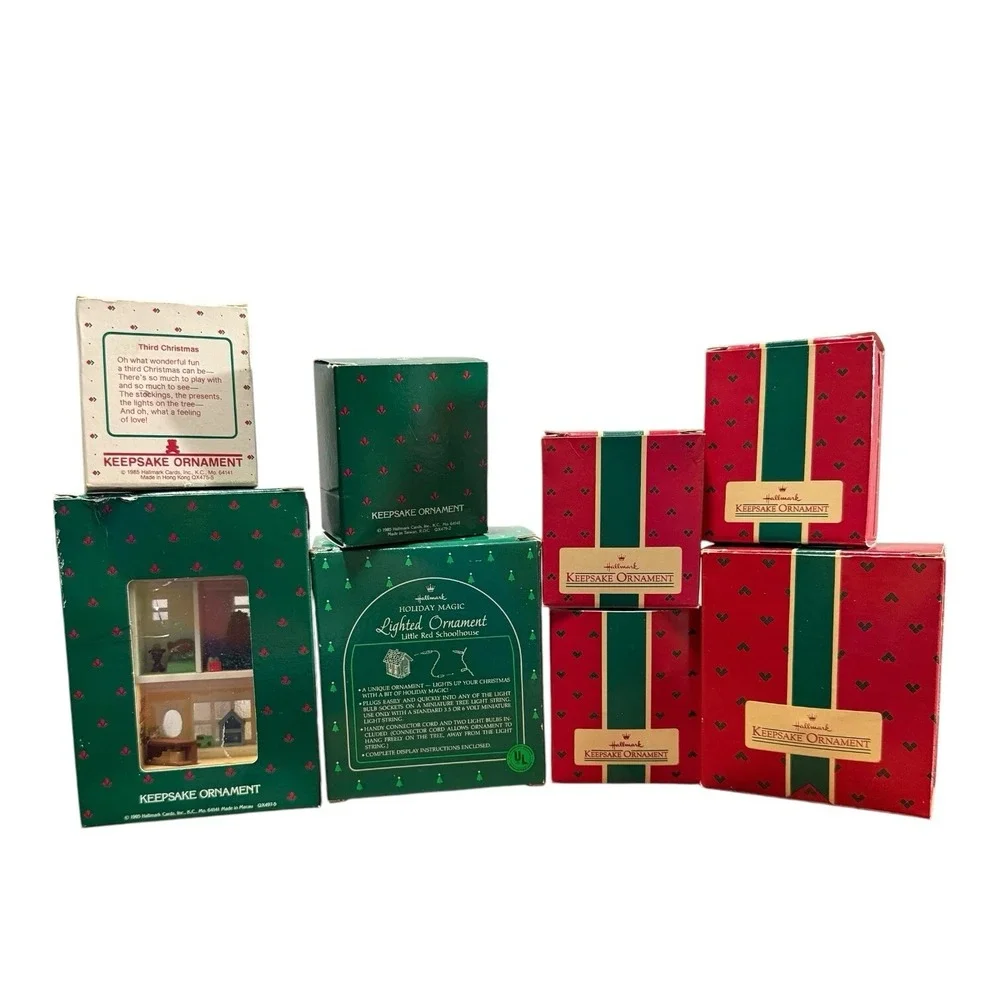 Hallmark Ornament Lighted & Handcrafted Lot Of 8 All 1985 NOS Collectors‎ Series